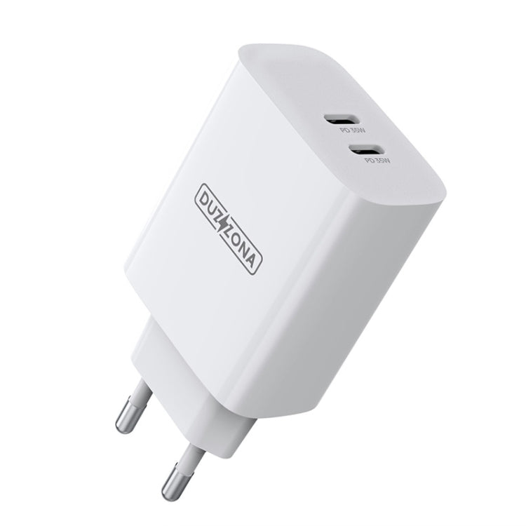DUZZONA T4 PD 35W Dual Type-C Ports Travel Charger, Plug Type:EU Plug(White) - Apple Accessories by DUZZONA | Online Shopping UK | buy2fix