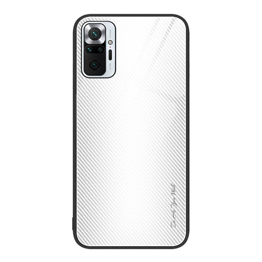 For Xiaomi Redmi Note 10 Pro Texture Gradient Glass TPU Phone Case(White) - Note 10 Pro Cases by buy2fix | Online Shopping UK | buy2fix