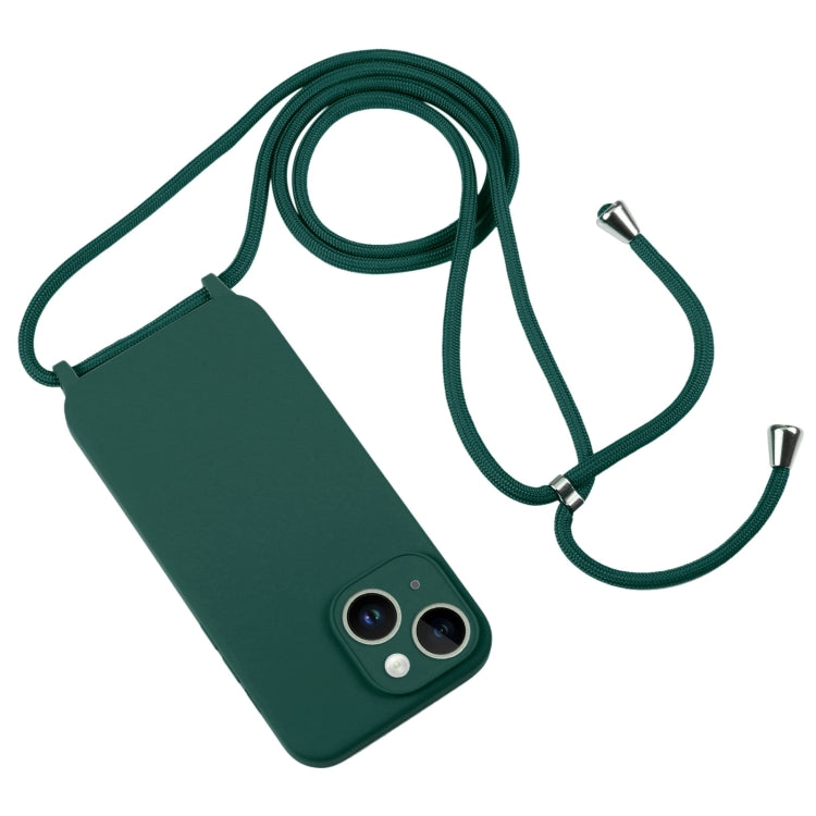 For iPhone 14 Crossbody Lanyard Liquid Silicone Case(Pine Needle Green) - iPhone 14 Cases by buy2fix | Online Shopping UK | buy2fix