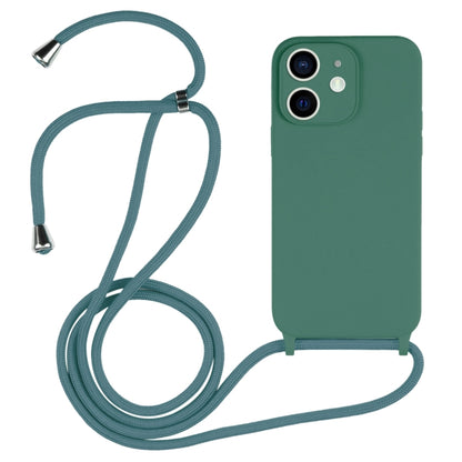 For iPhone 12 Crossbody Lanyard Liquid Silicone Case(Emerald Green) - iPhone 12 / 12 Pro Cases by buy2fix | Online Shopping UK | buy2fix