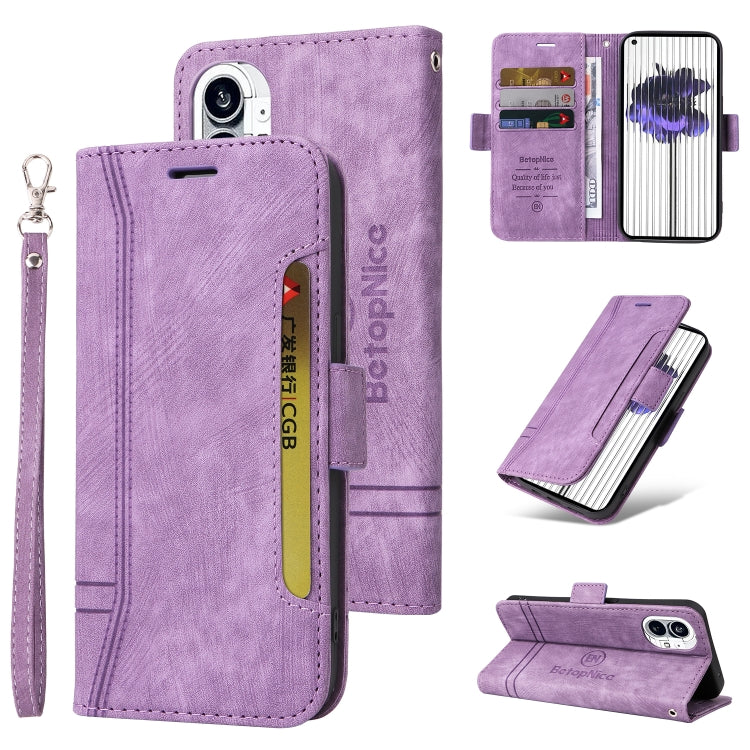 For Nothing Phone 1 BETOPNICE Dual-side Buckle Leather Phone Case(Purple) - More Brand by BETOPNICE | Online Shopping UK | buy2fix