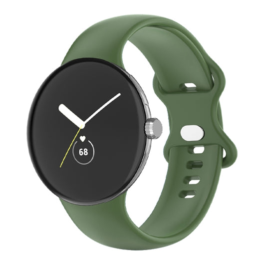 For Google Pixel Watch Single Color Silicone Watch Band Man(Green) - Smart Wear by buy2fix | Online Shopping UK | buy2fix