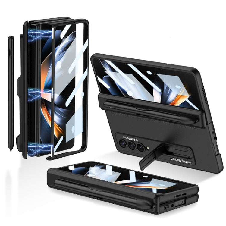 For Samsung Galaxy Z Fold4 GKK Magnetic Hinge Flip Phone Case with Holder & Pen Slot(Black) - Galaxy Z Fold4 5G Cases by GKK | Online Shopping UK | buy2fix