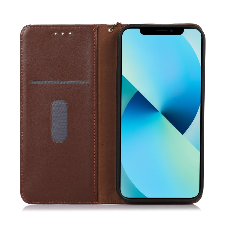 For Samsung Galaxy S23 5G KHAZNEH Nappa Top Layer Cowhide Leather Phone Case(Brown) - Galaxy S23 5G Cases by buy2fix | Online Shopping UK | buy2fix