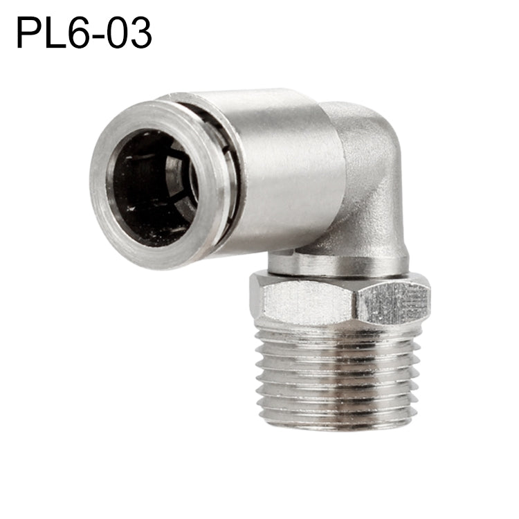 PL6-03 LAIZE Nickel Plated Copper Elbow Male Thread Pneumatic Quick Fitting Connector - Interface Series by LAIZE | Online Shopping UK | buy2fix