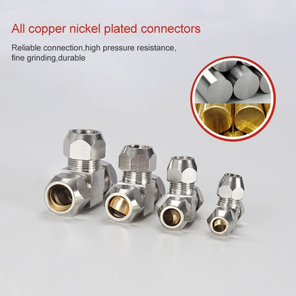 KT-PE-4 LAIZE Nickel Plated Copper T Type Tee Pneumatic Quick Fitting Copper Pipe Connector -  by LAIZE | Online Shopping UK | buy2fix