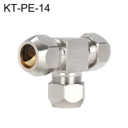 KT-PE-14 LAIZE Nickel Plated Copper T Type Tee Pneumatic Quick Fitting Copper Pipe Connector - Interface Series by LAIZE | Online Shopping UK | buy2fix