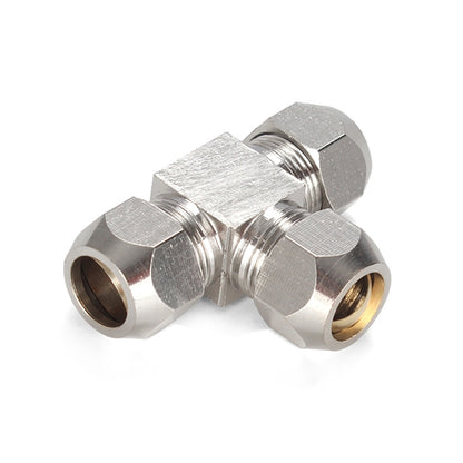 KT-PE-14 LAIZE Nickel Plated Copper T Type Tee Pneumatic Quick Fitting Copper Pipe Connector - Interface Series by LAIZE | Online Shopping UK | buy2fix