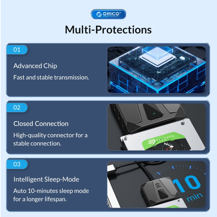 ORICO UTS2 USB 3.0 2.5-inch SATA HDD Adapter with 12V 2A Power Adapter, Cable Length:1m(US Plug) - USB to IDE / SATA by ORICO | Online Shopping UK | buy2fix