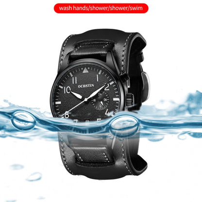 Ochstin 7228 Multifunctional Business Leather Wrist Wrist Waterproof Quartz Watch(Black+Red) - Leather Strap Watches by OCHSTIN | Online Shopping UK | buy2fix