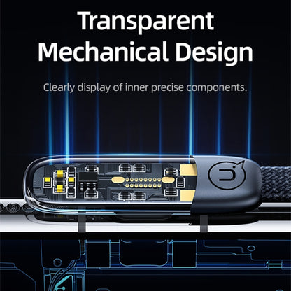 USAMS US-SJ585 66W Iceflake Series USB to Type-C Right Angle Transparent Fast Charge Data Cable, Cable Length:1.2m(Black) -  by USAMS | Online Shopping UK | buy2fix