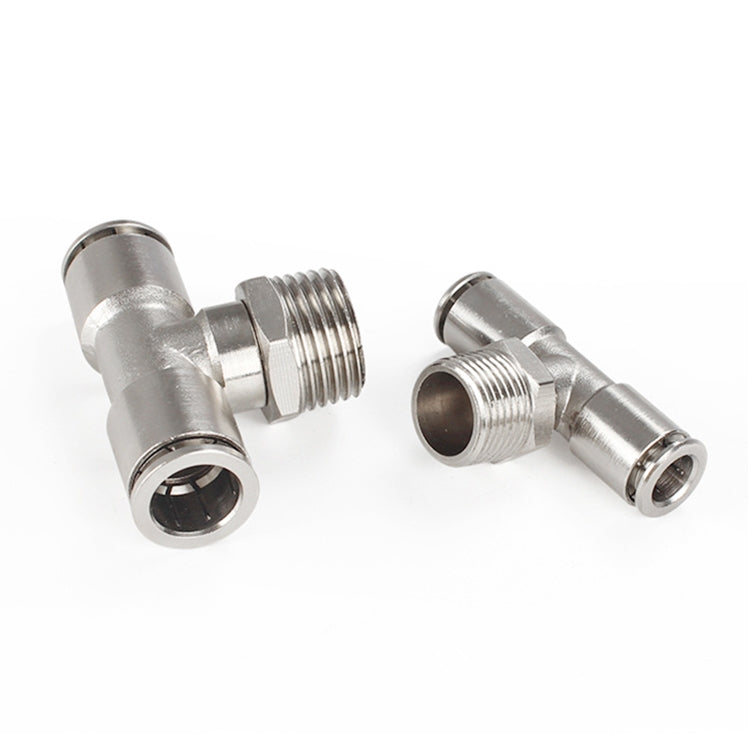 PB4-M5 LAIZE Nickel Plated Copper Male Tee Branch Pneumatic Quick Connector -  by LAIZE | Online Shopping UK | buy2fix