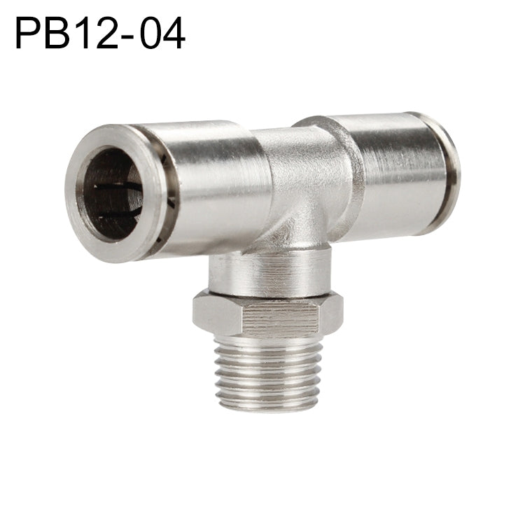 PB12-04 LAIZE Nickel Plated Copper Male Tee Branch Pneumatic Quick Connector - Interface Series by LAIZE | Online Shopping UK | buy2fix