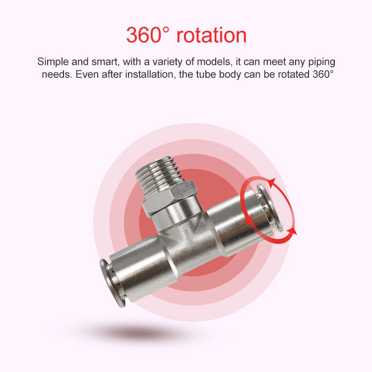 PB12-04 LAIZE Nickel Plated Copper Male Tee Branch Pneumatic Quick Connector - Interface Series by LAIZE | Online Shopping UK | buy2fix