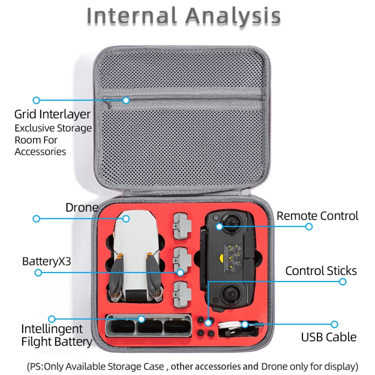 For DJI Mini SE Shockproof Carrying Hard Case Storage Bag, Size: 26 x 23 x 11cm(Grey + Red Liner) - DJI & GoPro Accessories by buy2fix | Online Shopping UK | buy2fix