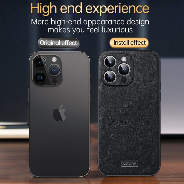 For iPhone 14 Pro SULADA Shockproof TPU + Handmade Leather Phone Case(Black) - iPhone 14 Pro Cases by SULADA | Online Shopping UK | buy2fix