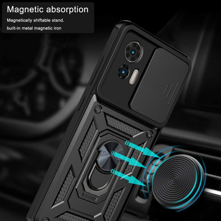 For Motorola Edge 30 Neo Sliding Camera Cover Design TPU+PC Phone Case(Black) - Motorola Cases by buy2fix | Online Shopping UK | buy2fix