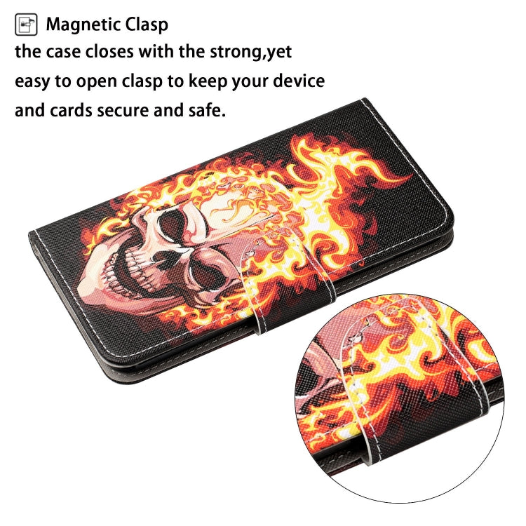 For Xiaomi Redmi A1 Colored Drawing Pattern Leather Phone Case(Flame Skull) - Xiaomi Cases by buy2fix | Online Shopping UK | buy2fix