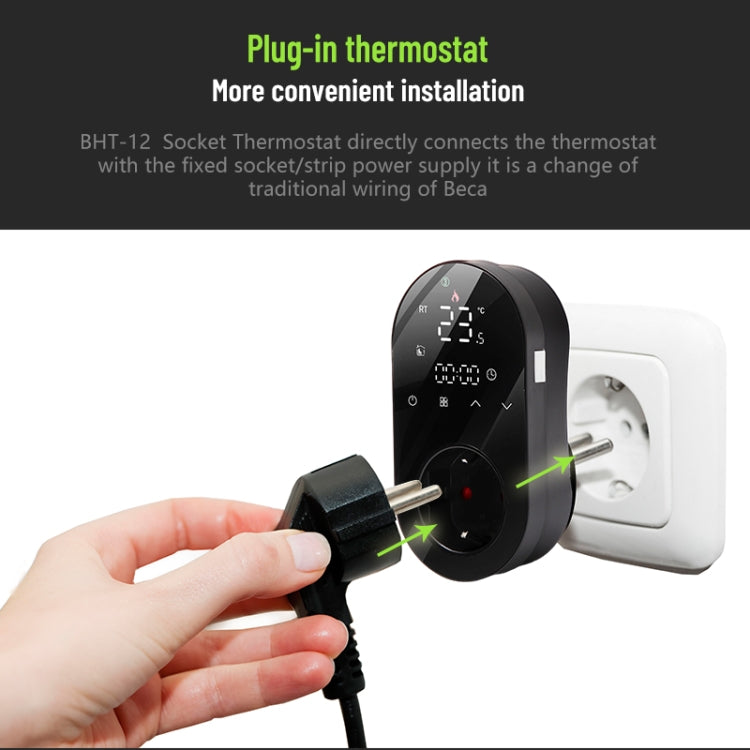 BHT12-E Plug-in LED Thermostat Without WiFi, EU Plug(White) - Consumer Electronics by buy2fix | Online Shopping UK | buy2fix