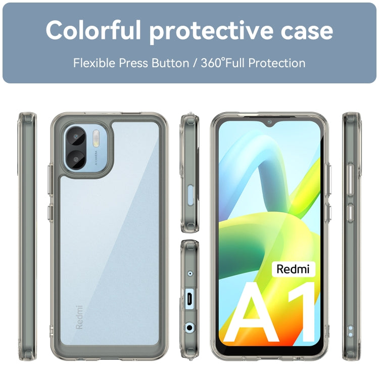 For Xiaomi Redmi A1 Colorful Series Acrylic + TPU Phone Case(Transparent Grey) - Xiaomi Cases by buy2fix | Online Shopping UK | buy2fix