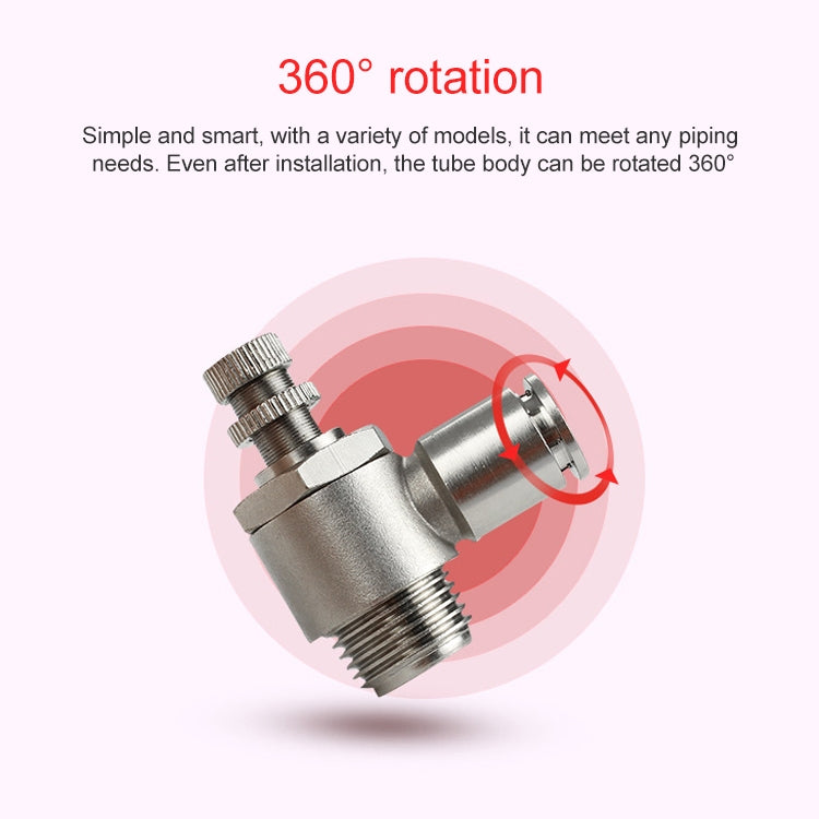 SL8-02 LAIZE Nickel Plated Copper Male Thread Throttle Valve Pneumatic Connector - Interface Series by LAIZE | Online Shopping UK | buy2fix