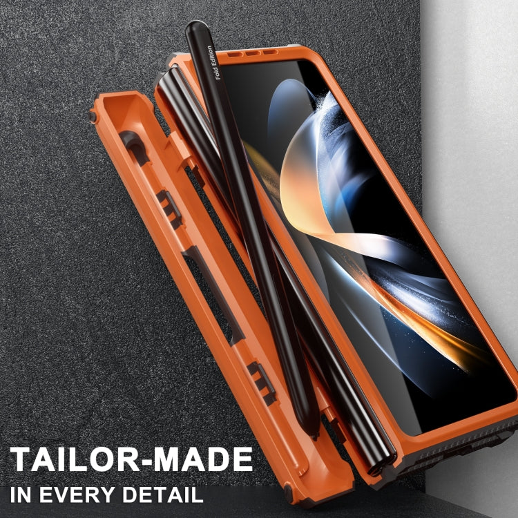 For Samsung Galaxy Z Fold4 5G SM-F936 Armored All-inclusive Shockproof Folding Phone Case(Orange) - Galaxy Z Fold4 5G Cases by buy2fix | Online Shopping UK | buy2fix