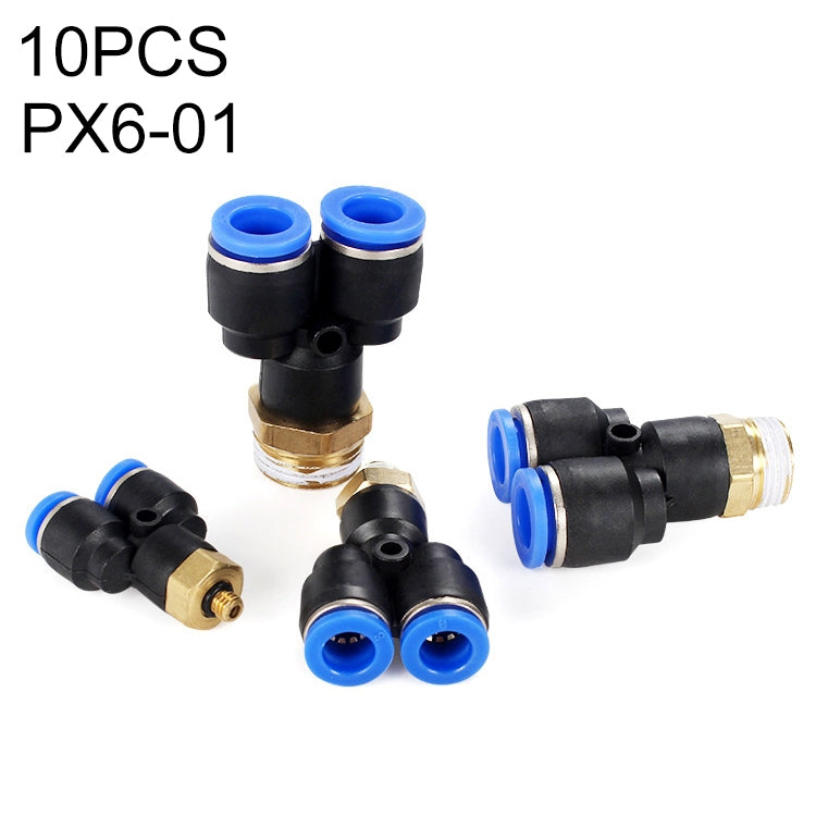 PX6-01 LAIZE 10pcs Plastic Y-type Tee Male Thread Pneumatic Quick Connector - Interface Series by LAIZE | Online Shopping UK | buy2fix