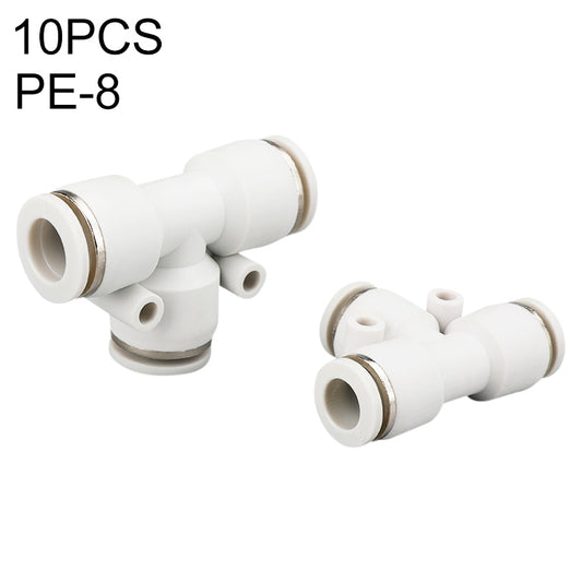 PE-8 LAIZE 10pcs PE T-type Tee Pneumatic Quick Fitting Connector -  by LAIZE | Online Shopping UK | buy2fix