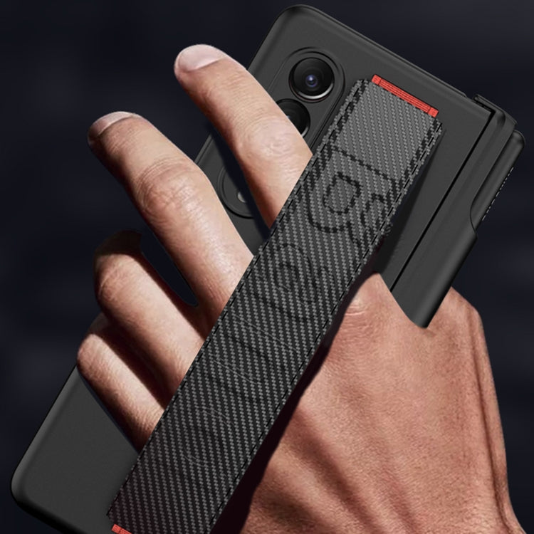 For Samsung Galaxy Z Fold3 5G GKK Magnetic Fold Hinge Shockproof Phone Case with Wrist Strap(Carbon Fibre) - Galaxy Phone Cases by GKK | Online Shopping UK | buy2fix