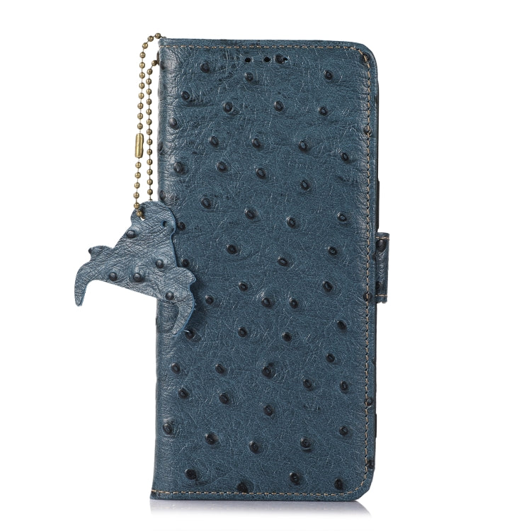 For Samsung Galaxy S23 Ultra 5G Ostrich Pattern Genuine Leather RFID Phone Case(Blue) - Galaxy S23 Ultra 5G Cases by buy2fix | Online Shopping UK | buy2fix