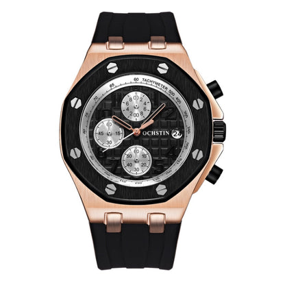 OCHSTIN 6100A Multifunctional Quartz Waterproof TPU Strap Men Watch(Rose Gold+Black) - Leather Strap Watches by OCHSTIN | Online Shopping UK | buy2fix