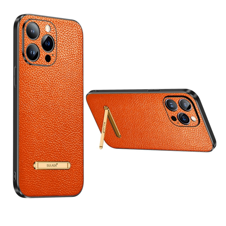 For iPhone 13 Pro SULADA Invisible Bracket Leather Back Cover Phone Case(Orange) - iPhone 13 Pro Cases by SULADA | Online Shopping UK | buy2fix