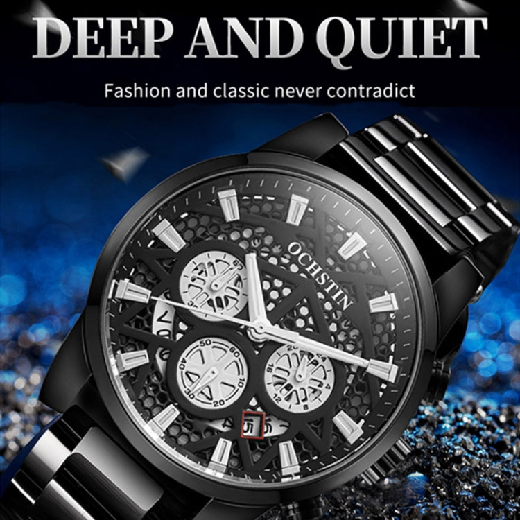 OCHSTIN 7241 Multifunctional Quartz Waterproof Steel Strap Men Watch(Silver Grey) - Metal Strap Watches by OCHSTIN | Online Shopping UK | buy2fix
