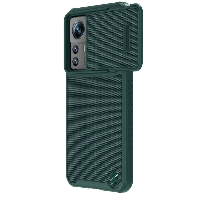 For Xiaomi 12T Pro NILLKIN 3D Textured Camshield PC + TPU Phone Case(Green) - Xiaomi Cases by NILLKIN | Online Shopping UK | buy2fix