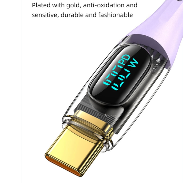 USAMS Type-C to Type-C PD100W Aluminum Alloy Transparent Digital Display Fast Charge Data Cable, Cable Length:2m(Purple) - USB-C & Type-C Cable by USAMS | Online Shopping UK | buy2fix