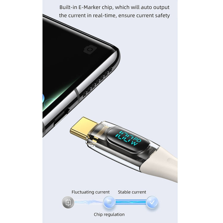 USAMS Type-C to Type-C PD100W Aluminum Alloy Transparent Digital Display Fast Charge Data Cable, Cable Length:2m(Black) - USB-C & Type-C Cable by USAMS | Online Shopping UK | buy2fix