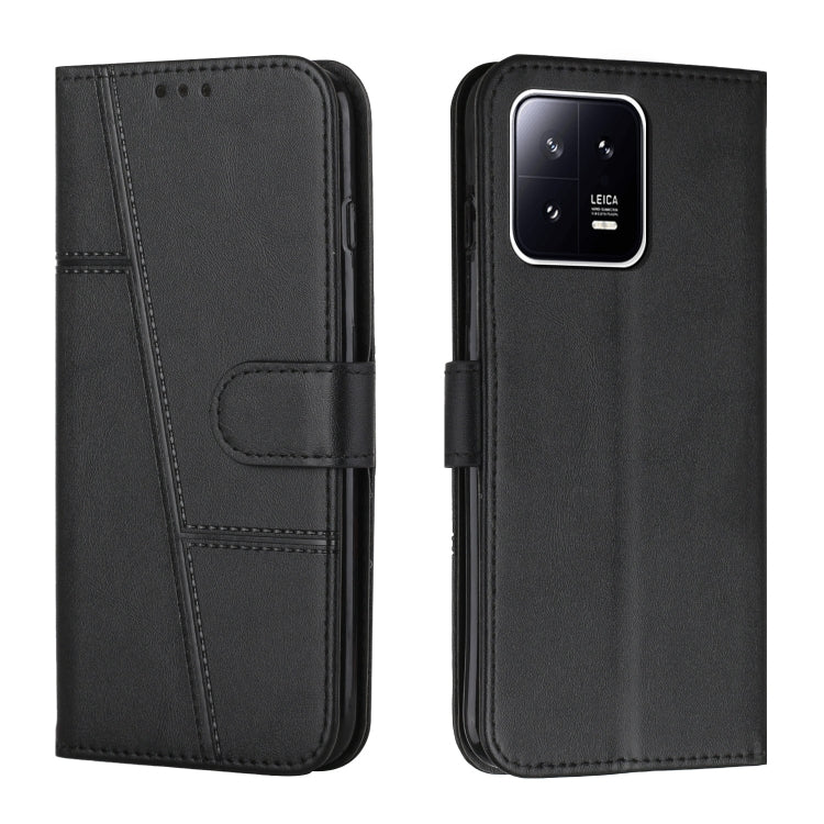 For Xiaomi 13 Pro Stitching Calf Texture Buckle Leather Phone Case(Black) - 13 Pro Cases by buy2fix | Online Shopping UK | buy2fix