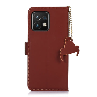 For Motorola Moto X40 Pro Genuine Leather Magnetic RFID Leather Phone Case(Coffee) - Motorola Cases by buy2fix | Online Shopping UK | buy2fix