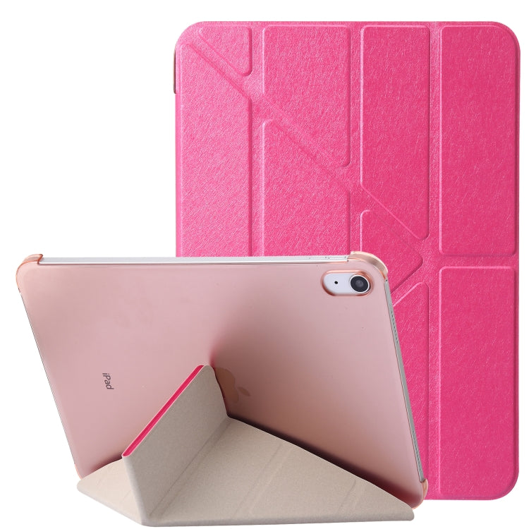 For iPad 2025 / 2022 Silk Texture Horizontal Deformation Flip Tablet Leather Case with Holder(Rose Red) - iPad 2025 / 2022 Cases by buy2fix | Online Shopping UK | buy2fix