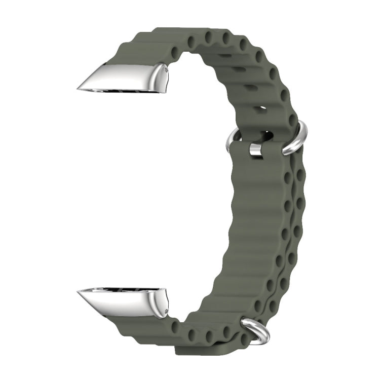 For Huawei Band 6 / Honor Band 6 / 7 MIJOBS CS Marine Silicone Breathable Watch Band(Khaki Green Silver) - Watch Bands by MIJOBS | Online Shopping UK | buy2fix