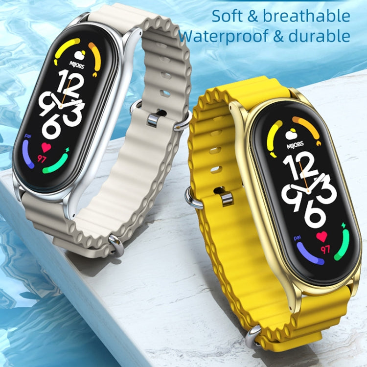 For Xiaomi Mi Band 7 / 7 NFC MIJOBS PLUS Marine Silicone Breathable Watch Band(Yellow Gold) - Watch Bands by MIJOBS | Online Shopping UK | buy2fix