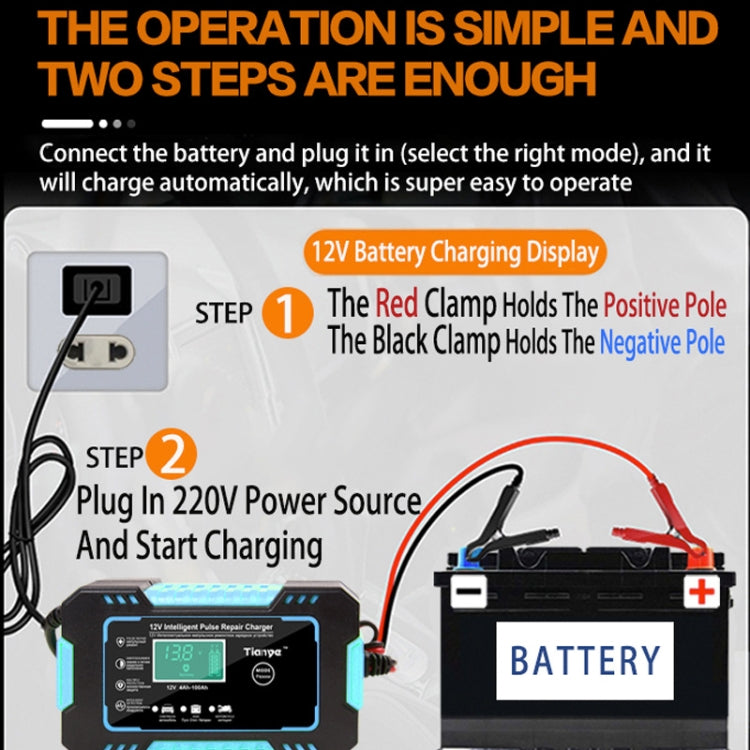 Motorcycle / Car Battery Smart Charger with LCD Creen, Plug Type:US Plug(Blue) - In Car by buy2fix | Online Shopping UK | buy2fix