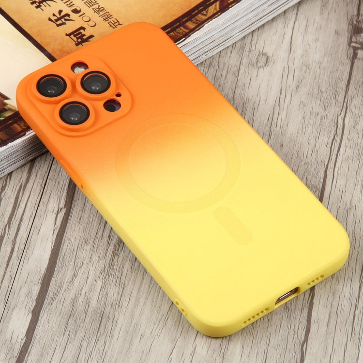 For iPhone 12 Liquid TPU Silicone Gradient MagSafe Phone Case(Orange Yellow) - iPhone 12 / 12 Pro Cases by buy2fix | Online Shopping UK | buy2fix