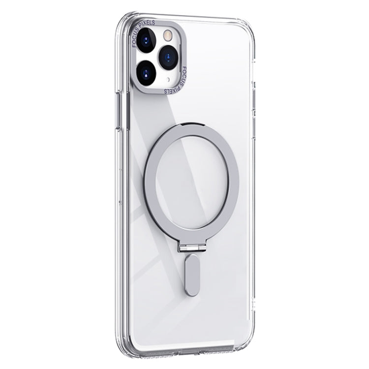 For iPhone 11 Pro Max Skin Feel MagSafe Shockproof Phone Case with Holder(White) - iPhone 11 Pro Max Cases by buy2fix | Online Shopping UK | buy2fix