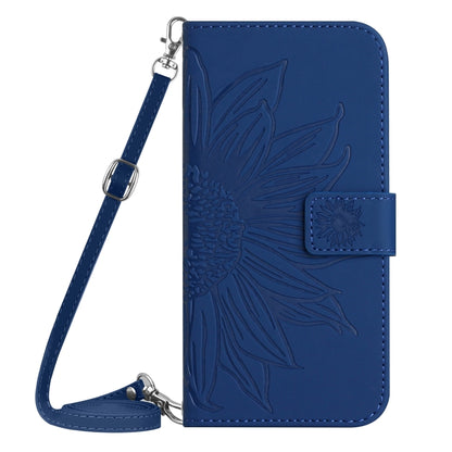 For TCL 40 SE HT04 Skin Feel Sun Flower Embossed Flip Leather Phone Case with Lanyard(Dark Blue) - More Brand by buy2fix | Online Shopping UK | buy2fix