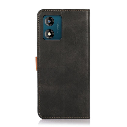 For Motorola Moto E13 4G KHAZNEH Dual-color Cowhide Texture Flip Leather Phone Case(Black) - Motorola Cases by buy2fix | Online Shopping UK | buy2fix