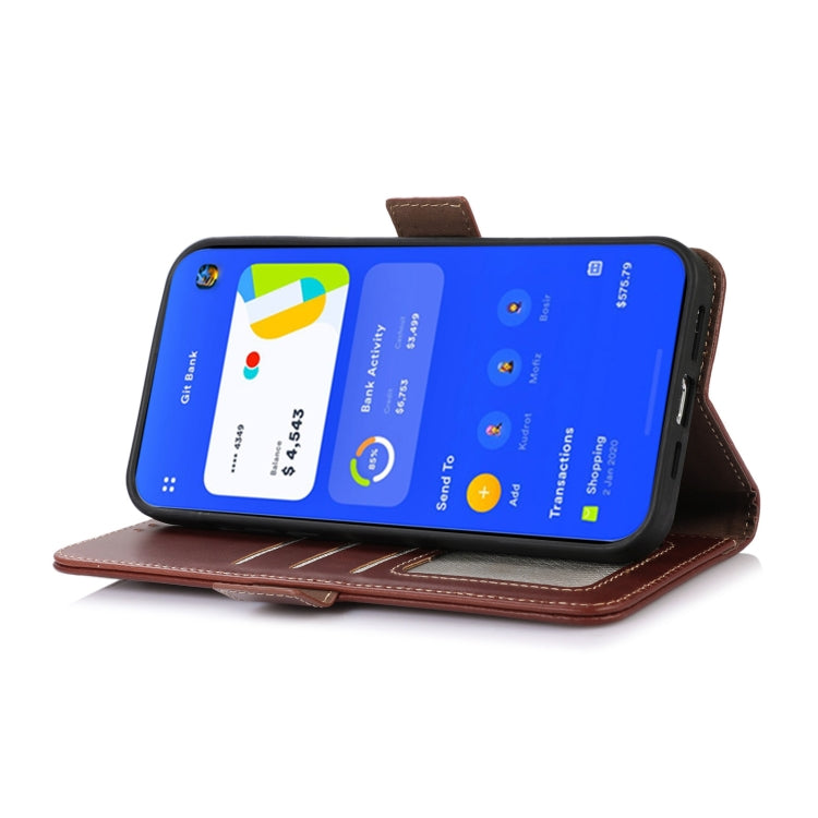 For OnePlus 11 5G Crazy Horse Top Layer Cowhide RFID Leather Phone Case(Brown) - OnePlus Cases by buy2fix | Online Shopping UK | buy2fix