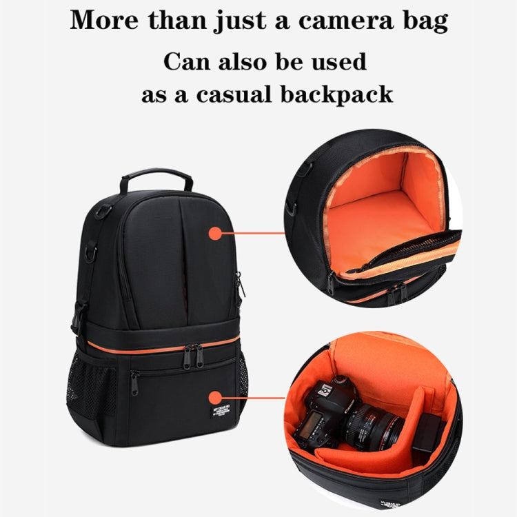 Large Capacity Waterproof Backpack Travel Shoulders Camera Bags(Gray Matte Inner Orange) - Backpack by buy2fix | Online Shopping UK | buy2fix