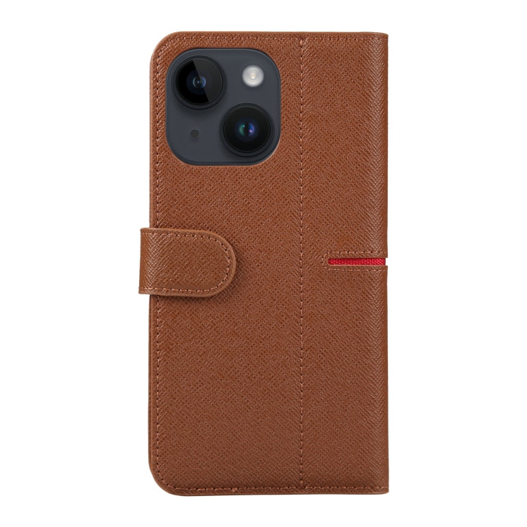 For iPhone 14 Plus GEBEI Top-grain Horizontal Flip Leather Phone Case(Brown) - iPhone 14 Plus Cases by GEBEI | Online Shopping UK | buy2fix