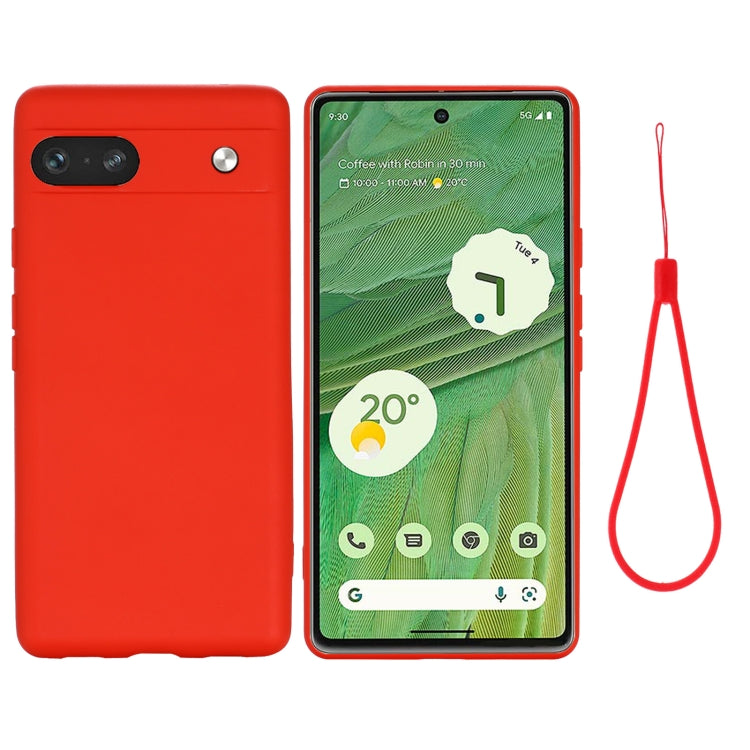 For Google Pixel 7a Pure Color Liquid Silicone Shockproof Phone Case(Red) - Google Cases by buy2fix | Online Shopping UK | buy2fix